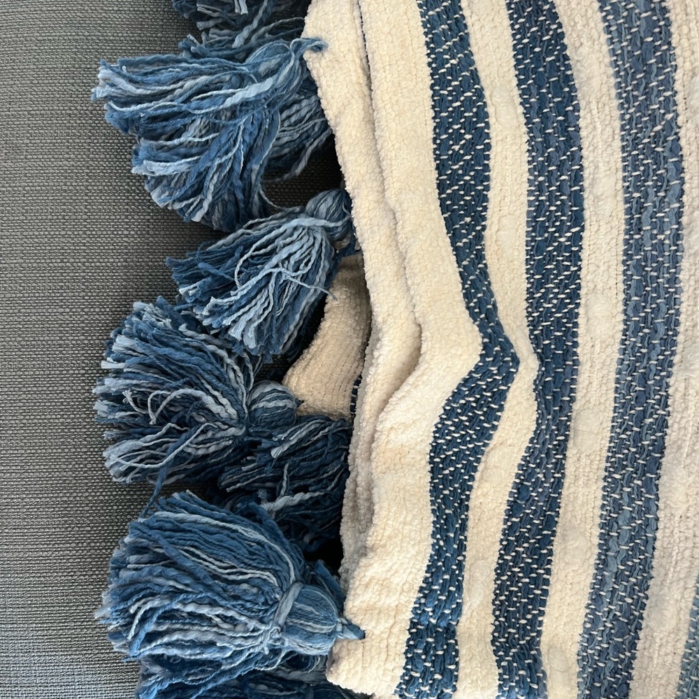Artisanonny Home Blue and White Textured Throw Blanket